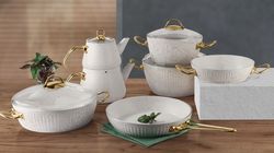 Luxury 11 pcs stone cookware set, Turkish handmade stone cookware set, pots and pans set, kitchen decor, housewarming gi
