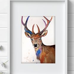 Deer Painting Watercolor Wall Decor 8"x11" home art animals watercolor painting by Anne Gorywine