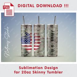 Army Seamless Sublimation Pattern - 20oz SKINNY TUMBLER - Full Tumbler Wrap