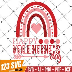Happy Valentines Day Rainbow SVG, Heart Rainbow, Digital Download, Cut File, Sublimation, Clip Art (includes svg/dxf/png