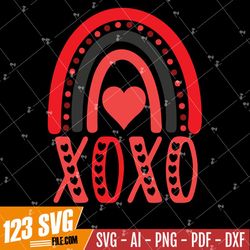 XOXO Rainbow SVG, Valentines Day SVG Love, Digital Download, Cut File, Sublimation, Clip Art (includes svg/dxf/png/jpeg