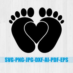 Baby Footprint, Baby Feet SVG Instant Download, SVG, PNG digital download,Cute Baby footprint with heart, Boys and Girls