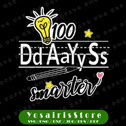 100 Days Smarter Svg Png, 100th Day of School English Teacher Svg, Hearts SVG, 100 Days Smarter Svg, 100th Day