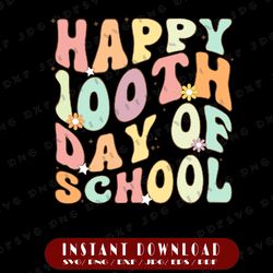 Intro Vintage Happy 100th Day Of School Svg, 100th Day of School Svg, Teacher Svg, Student Svg, Cricut, svg files, File