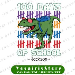 Personalized 100 Days Of School Kid Png, 100 Days Of School Png, Funny T-rex Dinosaur Png, Tyranosaurus Png