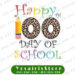 Happy 100th Day Of School Leopard Print Png, Happy 100Th Day Of School Virtual Png, 100 Days Png, School shirt Png