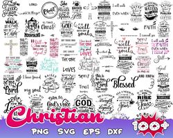 100 Christian Svg, Christian Svg Bundle, Faith Svg, Religious Svg, Bible Verse Svg, God, Jesus, Scripture, Svg Files for