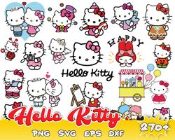 270 Hello Kitty Svg, Kawaii Kitty Svg Bundle, Cute Cat Svg, Png Cut File Cricut Silhouette, Kawaii Kitty Clipart, Sticke