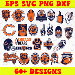 Bundle 26 Files Chicago Bears Football team Svg, Chicago Bears svg, NFL Teams svg, NFL Svg, Png, Dxf, Eps