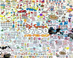 3750  Designs Dr Seuss Svg Layered Item, Dr Seuss Cat In The Hat Svg Clipart, Cricut, Digital Vector Cut File, Horton, L