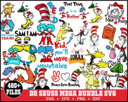 480 Dr Seuss Svg, Mega Bundle, Cat In The Hat SVG, Dr Seuss Hat SVG, Green Eggs And Ham Svg, Dr Seuss for Teachers Svg,