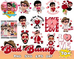 70 Valentine Bad Bunny Svg Png, Valentines Day Svg, Bad Bunny Svg, Heart Svg,Svg Files For Cricut, Instant Download