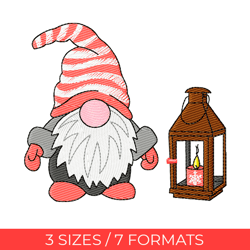Christmas gnome, Embroidery design, Embroidery file, Pes embroidery, Gnomes embroidery, Christmas embroidery