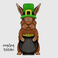 Digital download / Hand drawn cute rabbit for St Patrick's day