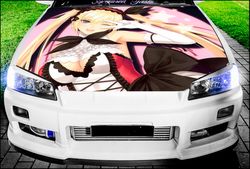 Vinyl Car Hood Wrap Full Color Graphics Decal Anime Girl Sticker 6