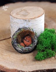 textile brooch squirrel nest