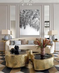silver leaf Abstract, Modern Acrylic Painting on Canvas, Large Gold leaf Abstract Painting, Original Abstract Painting