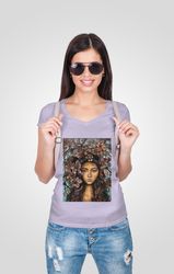 Transfer print Tahitian, wall decor, wall art, asian girl printable, bag print, t-shirt print, illustration