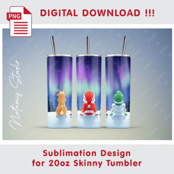 Cute Christmas Template - Seamless Sublimation Pattern - 20oz SKINNY TUMBLER - Full Tumbler Wrap