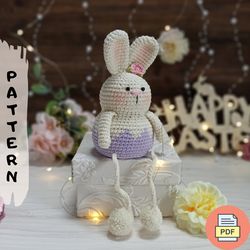 crochet easter bunny amigurumi pattern pdf, cute easter rabbit shelf-sitter crochet pattern,  amigurumi tutorial