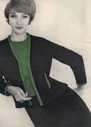 Vintage Knitting Pattern 176 Duotone Suit Women