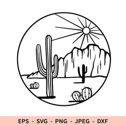 Desert Svg Cactus Svg American Landscape File for Cricut Round Sublimation