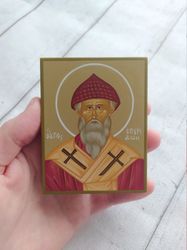 Saint Spiridon of Trimifunt | Hand painted icon | Christian icon | Christian gift | Orthodox icon | Small orthodox icon