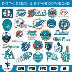 Miami Dolphins Svg, NFL Teams, NFL Svg, Football Teams Svg, Clipart Bundle, Cutting File