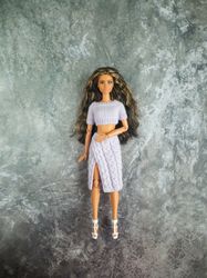 barbie knit pattern of set clothes short crop top and a wrap skirt, barbie pattern, fashion doll clothes pattern