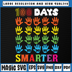 100 Days Smarter Svg, 100th Day Of School Shirt Svg, Teacher Design, 100th Day of School, Digital Download