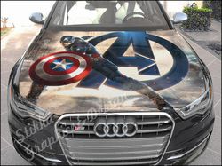 Vinyl Car Hood Wrap Full Color Graphics Decal Captain America  Sticker