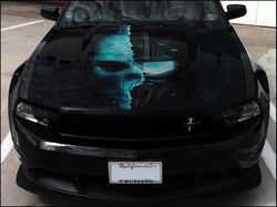 Vinyl Car Hood Wrap Full Color Graphics Decal Cyborg Skull Sticker