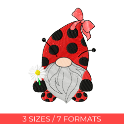 Ladybug, Embroidery file, Pes embroidery designs, Gnome embroidery, Beach embroidery, Gnome embroidery, Bugs embroidery