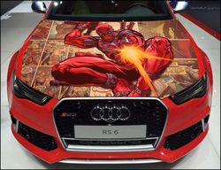 vinyl car hood wrap full color graphics decal deadpool sticker