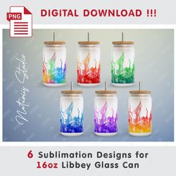 6 Fire Flame Sublimation Templates - Seamless Paterns - 16oz LIBBEY GLASS CAN - Full Can Wrap