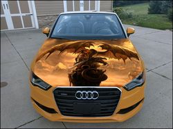 Vinyl Car Hood Wrap Full Color Graphics Decal Dragon and Warrior Sticker