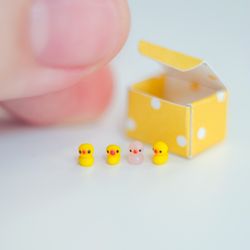 Miniature Yellow Ducky 0.3 cm, Micro Duck, Dollhouse miniatures