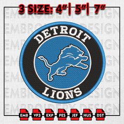 Detroit Lions Embroidery Files, NFL Logo Embroidery Designs, NFL Lions, NFL Machine Embroidery Designs, Instant Download