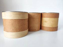 Mugs of birch bark, with ornament, mugs handmade, cup for coffee, set of 3 mugs