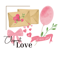 love valentines sticker romantic clipart png pink digital art drawing set