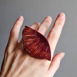 Wooden Butterfly Cocktail Ring