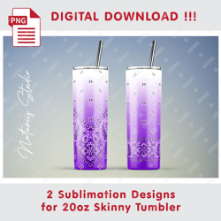 2 Paisley Bandana Templates - Seamless Sublimation Pattern - 20oz SKINNY TUMBLER - Full Tumbler Wrap