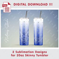 2 Paisley Bandana Templates - Seamless Sublimation Pattern - 20oz SKINNY TUMBLER - Full Tumbler Wrap