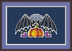 Halloween Cross Stitch Pattern Bat Cross Stitch Pattern Pumpkin Cross Stitch Pattern Moon Cross Stitch Pattern