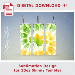 Autumn Tie Dye Template - Seamless Sublimation Pattern - 20oz SKINNY TUMBLER - Full Tumbler Wrap