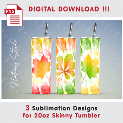 3 Autumn Tie Dye Templates - Seamless Sublimation Patterns - 20oz SKINNY TUMBLER - Full Tumbler Wrap