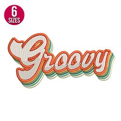 Groovy Retro embroidery design, Machine embroidery pattern, Instant Download