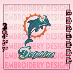 Miami Dolphins Embroidery Files, NFL Logo Embroidery Designs, NFL Dolphins, NFL Machine Embroidery Designs