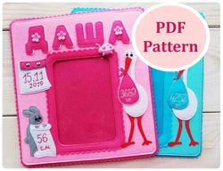 felt book pattern, Pattern PDF, Frame patterns and English alphabet, Fhoto frame with metric, PDF pattern & tutorial