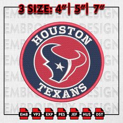 NFL Texans Logo Embroidery file, NFL Houston Texans, NFL teams Embroidery Designs, Machine Embroidery, Instant Download
